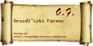 Orszáczki Ferenc névjegykártya