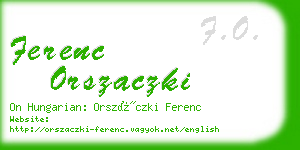 ferenc orszaczki business card